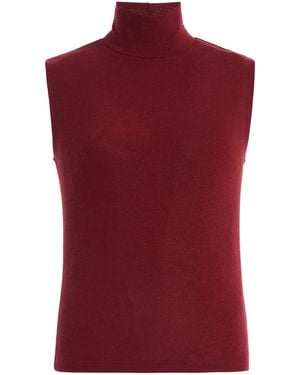 Leset Lauren Sleeveless Jersey Turtleneck Top - Red
