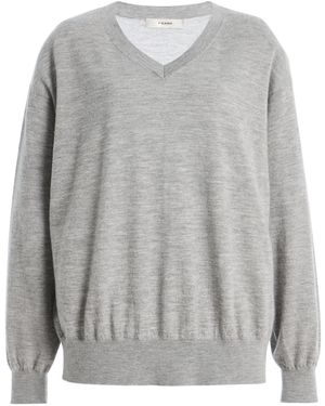 FRAME The Cashmere V-Neck Jumper - Grey