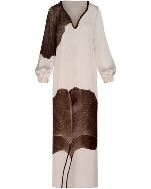 ANDRES OTALORA Gingko Embellished Tunic Maxi Dress - Natural