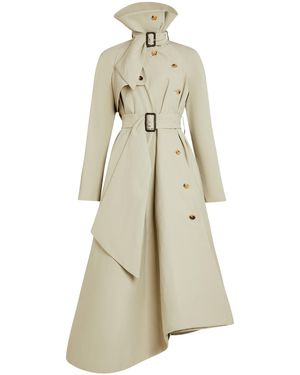 A.W.A.K.E. MODE Belted Flared Trench Coat - Natural
