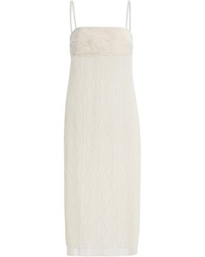 Mel Usine Sureau Cotton-Blend Intarsia Banner Slip Dress - White