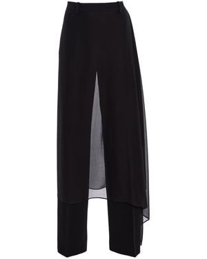 Michael Kors Skirt-Veiled Wool Trousers - Black