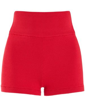 ELCE Exclusive Sol Ribbed-knit Shorts - Red