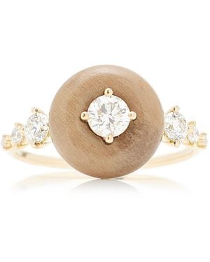 Fernando Jorge Orbit 18k Yellow Gold, Diamond, And Petrified Wood Ring - White