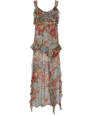 Siedres Exclusive Chilas Ruffled Crepe Maxi Dress - Natural