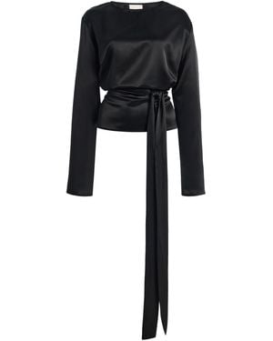 Paris Georgia Basics Alba Bow Satin Top - Black