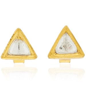 Amrapali 18k Yellow Gold Kundan Diamond Stud Earrings - Metallic
