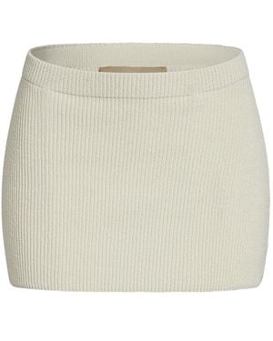 AYA MUSE Eris Ribbed-knit Cotton-blend Mini Skirt - Natural