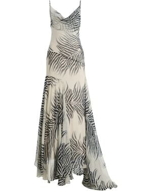 De La Vali Attica Zebra Chiffon Maxi Dress - White