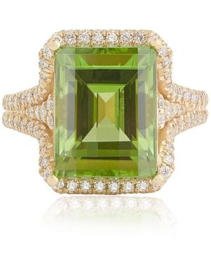 Jamie Wolf 18K Diamond And Peridot Ring - Green