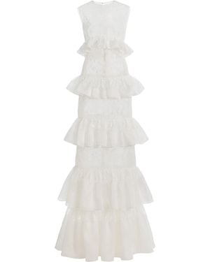 Harithand Sogna Ruffled Silk Organza Maxi Dress - White