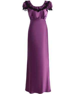 Rodarte Bias Ruffled Silk Maxi Dress - Purple