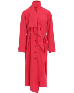 Source Unknown Nitra Scarf-Lapel Cotton Coat - Red