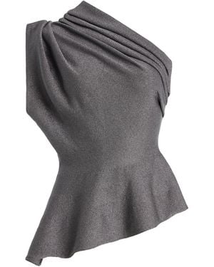 KHAITE Aimee One-Shoulder Metallic-Knit Top - Grey