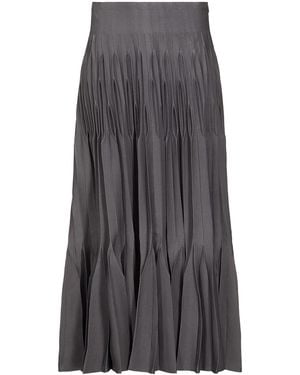 Alaïa Pleated Silk-Blend Midi Dress - Gray