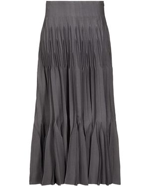 Alaïa Pleated Silk-Blend Midi Dress - Grey