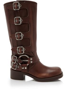 Miu Miu Leather Boots - Brown