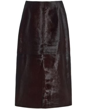 Nour Hammour Alana Pony Hair Midi Skirt - Brown