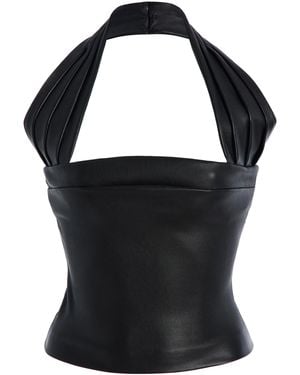 LAQUAN SMITH Leather Halter Top - Black