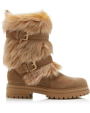 Gianvito Rossi Maverick Shearling Boots - Brown