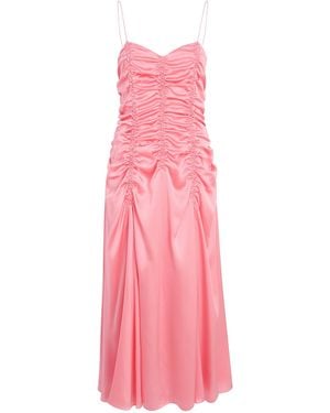 KHAITE Raina Ruffled Silk Midi Dress - Pink