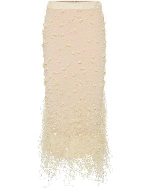 Rachel Gilbert Anika Embellished Georgette Midi Skirt - Natural