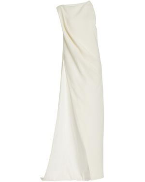 Brandon Maxwell The Tate Long Draped Wool Crepe Top - White
