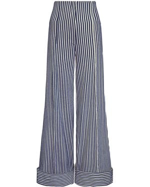 ANDRES OTALORA Refugios Cotton Twill Wide-Leg Trousers - Blue