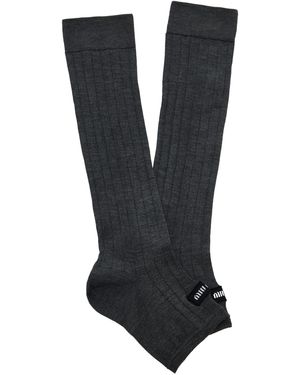Miu Miu Silk-Blend Leg Warmer Socks - Blue