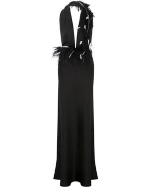 ILA THE BRAND Carey Feathered Maxi Dress - Black