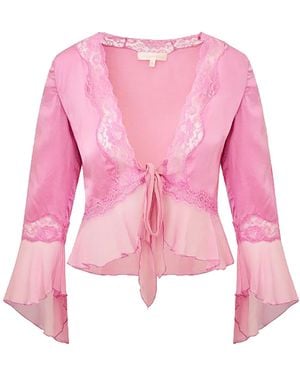 LoveShackFancy Brendelle Liquid Satin And Lace Top - Pink