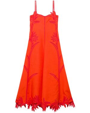 Jonathan Simkhai Ellery Embroidered Linen-Blend Bustier Midi Dress