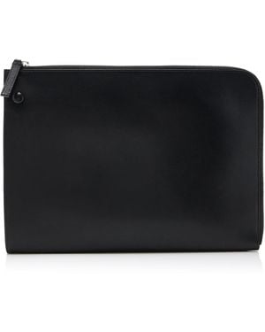 The Row Portfolio Medium Leather Wristlet - Black