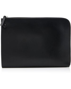 The Row Portfolio Medium Leather Wristlet - Black