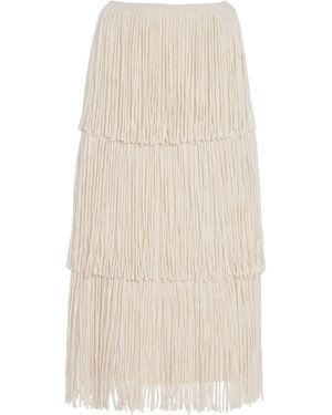 Lisa Yang Isa Fringed Cashmere Maxi Skirt - White
