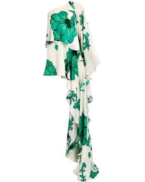 Francesca Miranda Kalos One-Shoulder Silk Mini Dress - Green