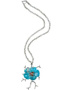 Dorian Webb Carved Flower Pendant - Blue