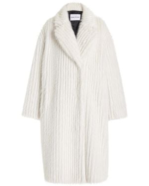 Stand Studio Genevieve Ribbed Faux Fur Coat - White