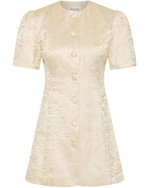 ROAME. Carrington Button-Front Mini Dress - Natural