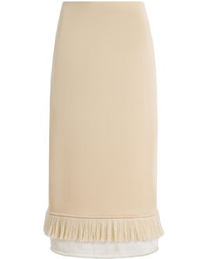 Bottega Veneta Fringed Silk Midi Skirt - Natural