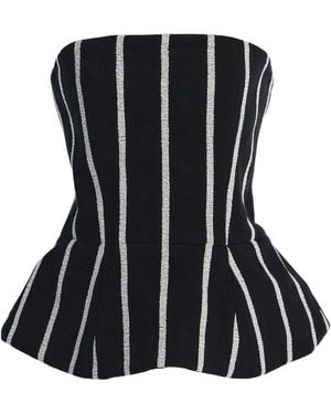 Marrakshi Life The Striped Cotton Corset Top - Black