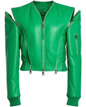Givenchy Cinched Leather Bomber Jacket - Green