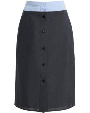 Prada Layered Poplin And Wool Midi Skirt - Black