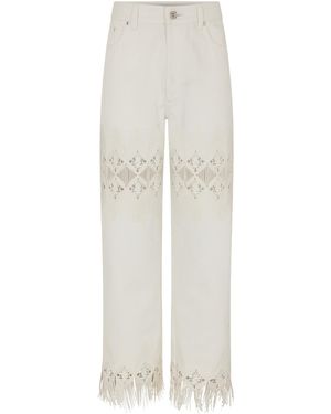 Rabanne Embroidered Cotton Straight-Leg Pants - White