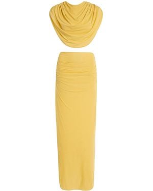 Maygel Coronel Amalra Draped Jersey Skirt Set - Yellow