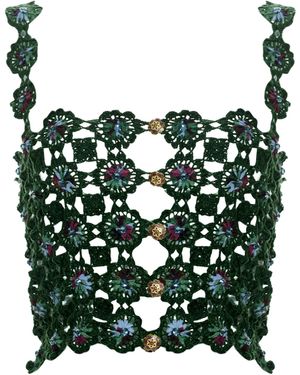 Agua Bendita Zilia Fortuna Crochet Cotton Top - Green