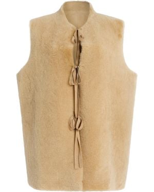 Sea Elliot Shearling Tie-Front Vest - Natural