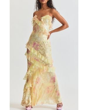 LoveShackFancy Rialto Ruffled Silk-blend Gown - Natural