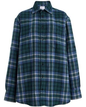 With Nothing Underneath Exclusive The Oversized Checked Cotton Shirt - Blue