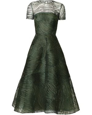 Naeem Khan Metallic Raffia Cap Sleeve Cocktail Dress - Green